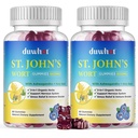 St John 's Wort Gummies 600mg, 3 in 1 Organic Herbal Supplements for stress Relief, Nervous System Support, Ashwagandha & Holy Basil Extract for Adults & Kids, Non-GMO, Vegan, 120 ct.
