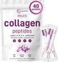 마이크로 성분 다 교원질 펩티드 분말, 40의 지팡이 팩 | 유형 I, II, III, V, X + Biotin, 비타민 C & Hyaluronic 산 | 불완전한 | 지원 머리, 피부 & 합동 건강 | Keto, Non-GMO