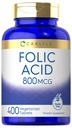 Carlyle Folic Acid 800 Mcg Tablets | 400 개 | 채식주의, 비 GMO, 글루텐 프리