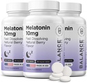 Balancebreens Melatonin 10mg 빠른 용해, 120 정제 - 편안한 밤을위한 자연 수면 보조, 휴식과 평온을위한 약물 무료 지원