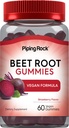 Piping Rock Beet Root Gummies | 60 Count | 남성과 여성용| Nitric Oxide Supplement | 비타민 C와 블랙퍼 | Strawberry flavor | Vegan, Non-GMO, 글루텐 프리