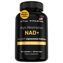 Vital Vitamins NAD 보충교재 - NAD+ (Nicotinamide Adenine Dinucleotide) 남자 & 여자를 위한 - Liposomal 납품으로 만드는 - 세포질 노화 방지 지원, 에너지, 초점 - 30 일 공급