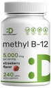 DEAL SUPPLEMENT 메틸 B-12 비타민 5000 mcg, 240 Chewable 정제 | 활동적인 모양 - 딸기 맛을 내는 - 에너지 지원 & 뇌 건강 기능 - 채식주의자 & GMO 무료