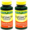 스프링 밸리 - 비타민 A 및 D 100 softgels (패키지 2)를 가진 Cod Liver 기름