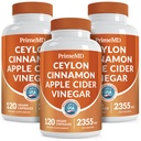 5-in-1 Ceylon Cinnamon 캡슐 2355mg - Ceylon Cinnamon 및 Apple Cider Vinegar 캡슐 - Turmeric 및 Panax Ginseng - Bioperine (120ct, 3)를 가진 계피 보충교재