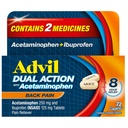 Advil 이중 활동 뒤 고통 작은 구멍은 250mg Ibuprofen를 전달하고 뒤 고통 구호의 8 시간 동안 복용량 당 500mg Acetaminophen - 72 조사