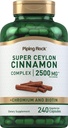 Piping Rock Super Ceylon Cinnamon Complex Capsules | 240 Powder Pills | Chromium, Biotin의 보충 교재 | 채식주의, 비 GMO, 글루텐 무료