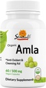 Sewanti 유기 Amla 규정식 보충교재 자연적인 산화 방지제, 비타민 C 부스트 60 Vegan 높은 힘 추출물 캡슐, 500mg