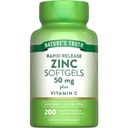 자연의 진실 아연 50mg 보충 | 비타민 C | 200 액체 Softgels | Non-GMO & 글루텐 무료