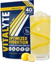 Vitalyte Electrolyte 분말 음료 혼합, Isotonic Electrolyte Hydration 혼합, 글루텐 무료 포스트 운동 분말 혼합, 1, 35 온스 팩., 레몬 맛