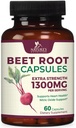 Beet 뿌리 캡슐 1300mg - 추가 강도 붉은 Beetroot 분말 보충 - Nitric 산화물 생산, 심장 건강 및 천연 에너지 지원 - Non-GMO, Vegan, 글루텐 무료 - 60 Veggie 캡슐