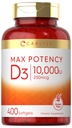 Carlyle Vitamin D 10000 IU 400 Softgels | 가치 크기 | 최대 효능 | 비 GMO, 글루텐 무료 보충