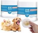 개와 고양이 눈 닦음 - 240ct/2pack 개 눈물 얼룩 제거제 눈 닦음 - Chamomile & Witch Hazel - 3.15" 눈을위한 Presoaked & Textured 애완 동물 닦음