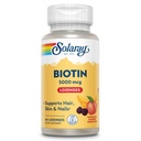 SOLARAY Biotin 5000 mcg | 자연적인 복숭아, 딸기, 바나나 풍미 | 건강한 머리, 피부 & 못 지원 | 60 Lozenges