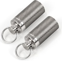 티타늄 방수 키 체인 알약 홀더 컨테이너,Portable Mini Size Pill Box Case for Outdoor Travel Camping (2 Pack)
