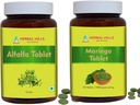 HERBAL HILLS Alfalfa 정제 및 Moringa 잎 정제 팩 2 콤보