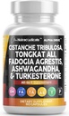 Clean Nutra Cistanche Tribulosa Fadogia Agrestis Tongkat Ali Turkesterone 약 Ashwagandha 캡슐 남성용 보충교재 - 60 조사