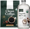 Natural Force Organic Dark Roast Clean Coffee + 유기농 MCT 오일 번들 - 100 % 순수 코코넛 MCT & Mold & Mycotoxin 무료 커피 - 비 GMO, Keto, Paleo 및 Vegan - 12 Oz 및 32 Oz