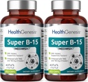 슈퍼 B-15 100 Vcaps 2 팩 - Niacin 칼슘 Choline Inositol DMG TMG - 건강한 산소 에너지 레벨 지원