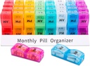 ASprink 월간 알약 주최자 2 시간 일,30 일 1 개월 알약 상자 AM,31 일 알약 케이스 작은 Compartments 비타민, 여행 의학 주최자,31 일 알약 주최자 하루
