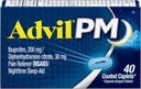 Advil PM (40 조사, 2)의 팩 고통 Reliever/밤 잠 원조는 모자, 200mg Ibuprofen 및 38mg Diphenhydramine 구연산염을 입혔습니다