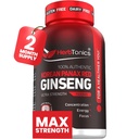 허브토닉 한국 레드 판ax 인삼 1500mg - 피크 성능, 초점 및 활력을위한 에너지 보충 - 높은 효능 인삼 뿌리 추출물 - 120 Vegan 캡슐