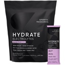 Sports Research® Hydrate Electrolytes Powder Packets - Sugar-Free & Naturally는 비타민, 미네랄 및 코코넛 워터로 맛을냅니다. Hydration - 16 Packets - 열정 과일