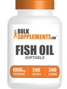 BulkSupplements.com 물고기 오일 1000mg Softgels - 물고기 오일 보충제, 오메가 3 보충제 - 글루텐 무료, 서빙 당 1 Softgel, 240 개 (팩 1)