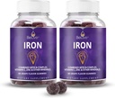 BeLive Iron Gummies - 비타민 C, A, B 및 아연을 가진 Multivitamin 철 보충교재는, 성장과 발달을 위한 여자, 남자 & 아이를 위한 혈액 산소, 채식주의자 보충교재를 지원합니다 - 포도 풍미 | 2-Pack