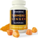TACANNA Turmeric 및 Ginger Gummies - 성인 및 청소년 60 카운트, Apricot 맛, 면역 지원, 비 GMO 및 글루텐 무료 보충