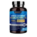 크릴 기름 1200 mg 오메가 3 보충교재, 높은 흡수 EPA, DHA, Astaxanthin & Phospholipids를 가진 크릴 기름 오메가 3는, 심장 & 합동 건강을, No Fishy Aftertaste - 120 Softgels (60의 서빙) 지원합니다
