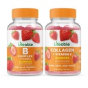 Lifeable B Complex + Collagen & Vitamin C, Gummies 번들 - 훌륭한 타스팅, 비타민 보충, 글루텐 무료, GMO 무료, Chewable Gummy