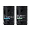 스포츠 연구 두 배 힘 L-Theanine 보충교재 Suntheanine Softgels 초점, 야자열매 기름을 가진 Relaxation & Alertness 60 조사 및 소화 효소 + Probiotics & Ginger 식물 근거한 90 조사