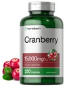 Horbäach Cranberry 알약 + 비타민 C | 15,000mg | 250 캡슐 | 농축 추출물에서 비 GMO 및 글루텐 무료 보충