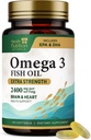 오메가 3 생선 기름 2400 mg - 트리플 강도 오메가 3 보충제 - 천연 두뇌 심장 건강 및 면역 지원 - EPA 및 DHA와 지방산 - 야생 잡힌 정제 생선 기름 보충 - 120 Softgels
