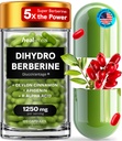 Dihydroberberberine 보충교재 - Dehydro Berberine 유기 - Ceylon Cinnamon & R 알파 Lipoic 산 & Apigenin - Hydroberberine 120 모자 (1 팩)를 가진 최고 Berberine 보충교재