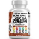 Clean Nutraceuticals Lions Mane 20in1 버섯 보충 터키 꼬리 Reishi Cordyceps Chaga Maitake Meshima Poria Cocos Shiitake Oyster Porcini Enoki - 1 팩