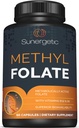Sunergetic 프리미엄 메틸 Folate 보충교재 – 메틸을 섞은 비타민 B12와 비타민 B6 – Magnafolate로 신진 대사 활동적인 Folate - Methylfolate 400 캡슐 당 mcg – 60의 캡슐