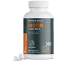 Bronson Biotin 5,000 MCG는 건강한 머리, 피부 & 못 & 에너지 생산을 지원합니다 - 높은 힘 아름다움 지원 - Non-GMO, 360 채식주의자 정제