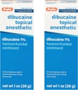 럭비 Dibucaine 화제 마취 1% 치질 연고 - 가려움증과 화상을 위한 고통 구호 크림, 치질 처리, 반대로 Itch 크림 1 Oz (2 팩)