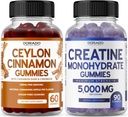 Ceylon Cinnamon (60 카운트) - 소화를위한 Berberine & Ginseng 전체 웰빙 지원 및 Creatine Monohydrate (90 Gummies) 맛있는 블루 라즈베리 Chews 맛 보충 - 비 GMO 및 미국에서 제조
