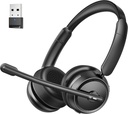 Bluetooth 헤드폰, 입체 음향 HiFi Bluetooth 헤드폰, 컴퓨터 사무실 전화 센터 Skype 급상승 회의 trucker를 위한 USB Dongle를 가진 무선 헤드폰