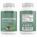 Nature 's Smell Organic Ashwagandha Supplements with Black Pepper Extract - 1300mg Pure Ashwagandha Extract - 에너지 지원 - 비 GMO, 글루텐 프리, 비건 - 60 캡슐