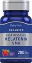 Piping Rock Melatonin 5mg | 200 빠른 용해 정제 | 베리 맛 | 성인 보충 | 채식주의, 비 GMO, 글루텐 프리 포뮬러