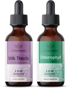 HERBAMA 허브 액체 드롭 키트 - 우유 이틀 추출물의 번들 2 fl oz 및 액체 클로로필 2 fl oz - Vegan Supplement 액체 추출물 - 비 GMO, 설탕 및 알코올 - 2 Pack