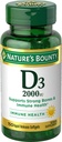 Nature's Bounty Vitamin D, 면역 건강 및 뼈 건강 지원, 2000IU 비타민 D3, 150 Softgels