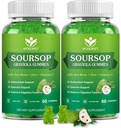 Sea Moss Extract의 Soursop Graviola Gummies - 산화 방지제, 세포 지원 및 재생, 면역 지원, 바다 Moss, 비타민 C 및 아연, Apple 맛과 Soursop Gummy - 60 Gummies (2 팩)