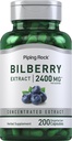 Piping Rock Bilberry 추출물 캡슐 2400mg | 200 알약 | 초본 추출물 보충교재 | 채식주의, 비 GMO, 글루텐 무료