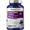 NusaPure 포도씨 추출물 모자 당 40,000mg, 200 Vegan 캡슐, 표준화되는, 비 GMO, 글루텐 자유로운, Resveratrol