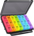ZIKEE Weekly Pill 주최자 3는 습기 저항하는 디자인, Pill Box 7 Day with Light-Proof & Privacy Protection for Travel, Medications, Vitamins, Fish Oils를위한 큰 주간 알약 케이스
